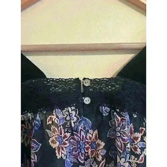 Sundance Velvet Floral 100% Silk Peasant Blouse Women's Size Small Boho - Picture 6 of 7